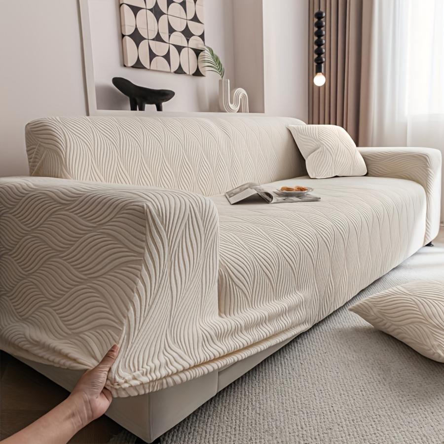 

2pcs Jacquard Elastic Sofa Cover Thicken Dust Cover Sofa Pad Four Seasons Universal Couch Protector Covers 1 Seater бежевый