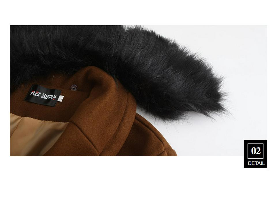 2024 Autumn/Winter European Casual High-Quality Double-Breasted Slim Fit Wool Coat with Fur Collar