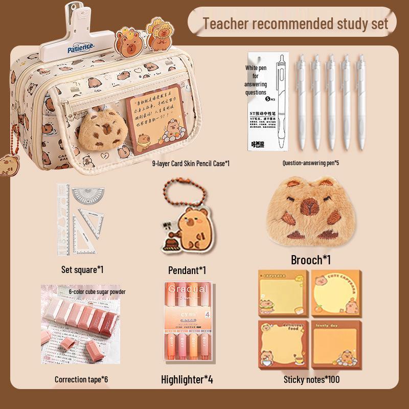 Capybara 2024 Large Capacity Pencil Case for Girls - Stylish Stationery Box for Primary & Junior High School