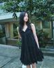 Loaegsyueol Lace Trimming Bustier Dress_Black
