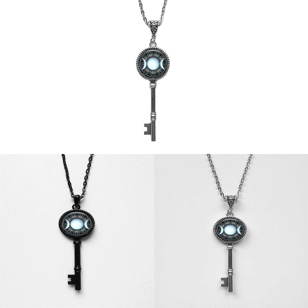 Classic Moon Goddess And Star Glass Necklace With Alloy Pendant For Women And Men