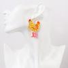 Funny High Heels Hen Dots Acrylic Drop Earrings for Women Girl Cartoon Graffiti Printing Chicken Dangle Earrings Fashion Jewelry