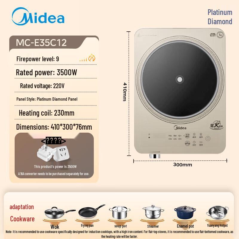 

Индукционная и керамическая варочная панель Midea Platinum Diamond 3500 Вт