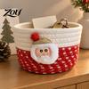 Durable Woven Bins Cotton Rope Storage Basket, Cute Christmas Theme Organizer, Handmade Bowls Decorative Fabric Bin for Snacks And Sundries