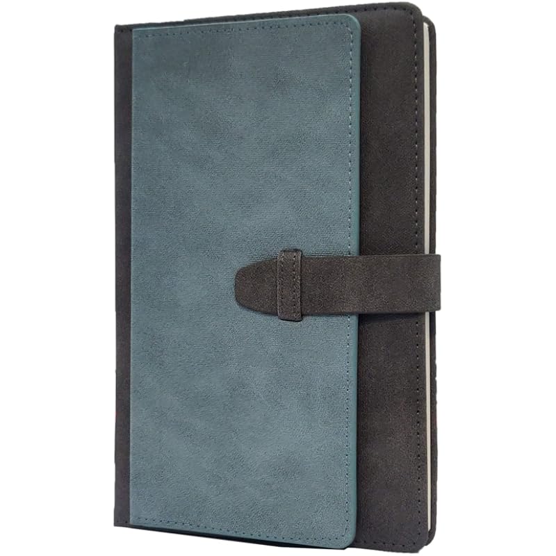 AccuPrints Hard Bound A5 Notebook Diary with PU Leather Belt Lock Pages 200 for Office Personal Use 2021 (Grey Green)