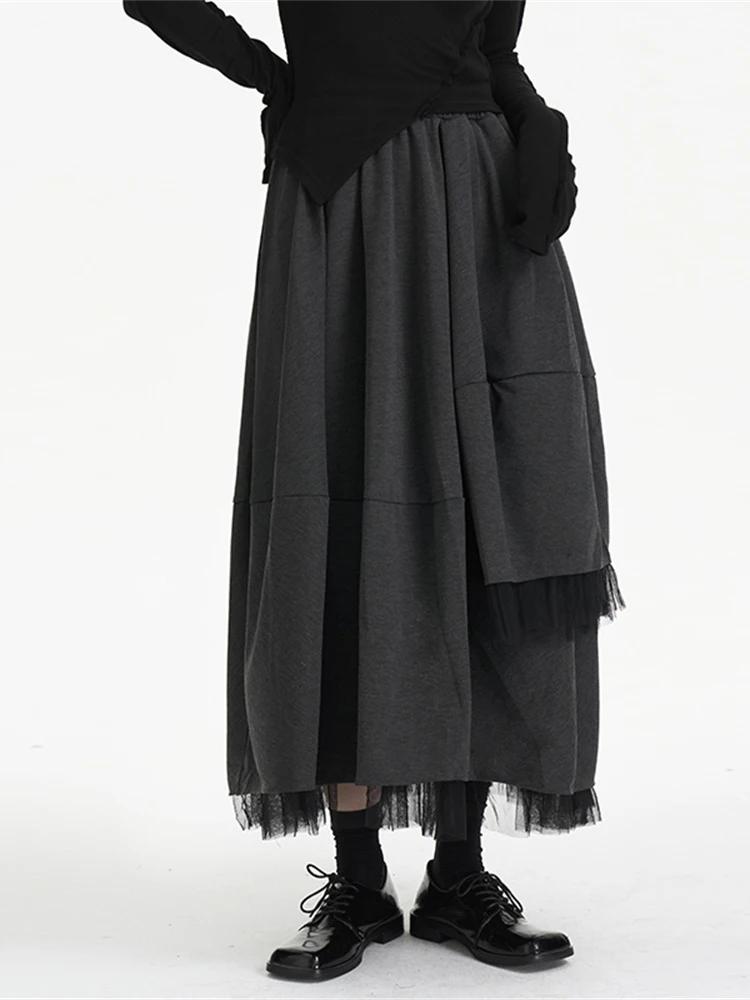 

XITAO Mesh Fashion Women Elastic Wasit Pleated Skirt WLD8752 One Size серый