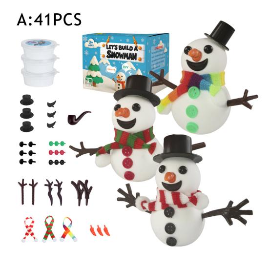 41/86/96/117/131Pcs/Set DIY Christmas Clay Snowman Kit Kids Handmade Build a Snowman Modeling Clay Crafts Xmas Stocking Stuffers Holiday Gift