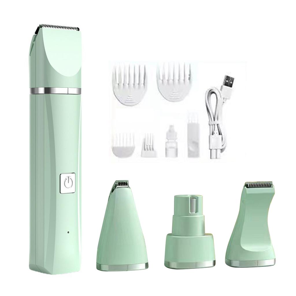Pet Hair Trimmer 4 In 1 Rechargeable Low Noise Safe Electric Cat Puppy Hair Clipper for Nail Paw Body