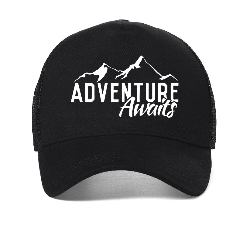 Adventure Awaits Letter men baseball cap men outdoor Travel Breathable mesh trucker hat adjustable Casual Snapback Hats