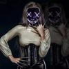LED Dual Color Glowing Masks Halloween Letter V Horror Mask Role-Playing Carnival Cold Light Mask