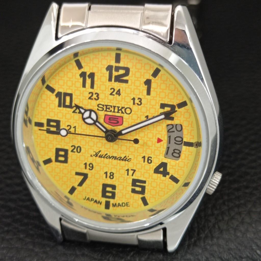 REFURBISHED SEIKO 5 AUTOMATIC VINTAGE JAPAN MENS YELLOW DIAL WATCH a446128-1