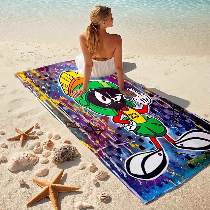 Beach Towel with Marvin the Martian1 Pattern - soft,absorbent,machine washable Lightweight&Modern,swimming,Travel Essentials