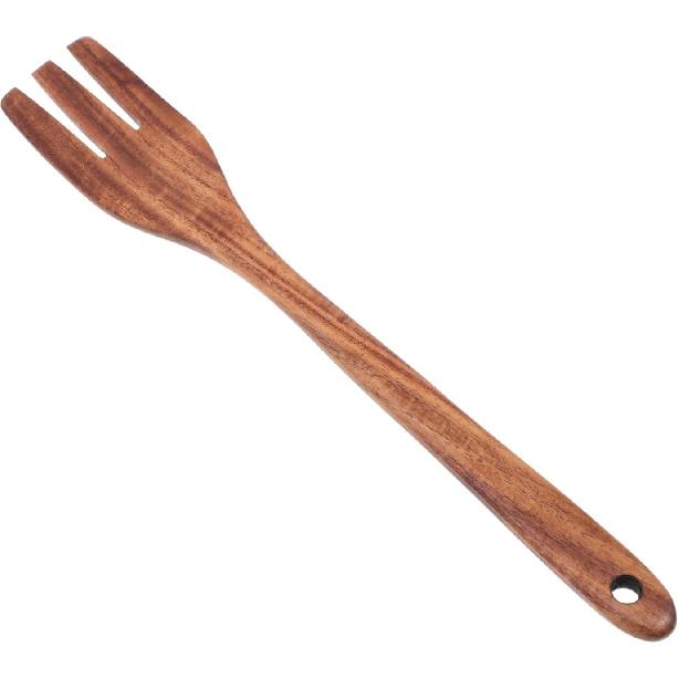 Smooth Wooden Kitchen Utensil Handle Mixing Fork for Cooking, Serving and Salad Preparation - Everyday Use