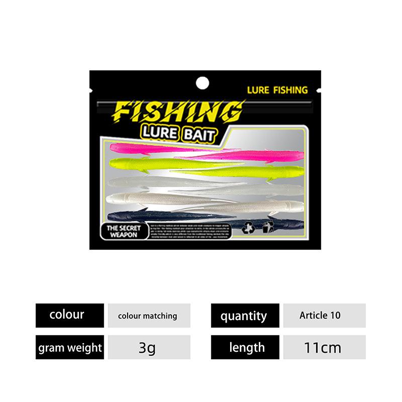 10 stk Bionisk Liten Fisk Silikon Myk Fiskesluk 11cm 3g Kunstig Steinbit Agn Falskt Agn Swimbait Jig Wobbler Fiskesluk