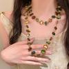 Colorful Long Necklace Bohemian Double Layers Necklace Fashion Antique Necklace  Women Girls