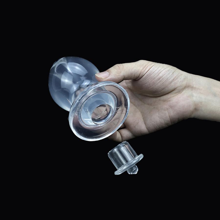 Crystal Hollow Anal Dilator Plug with Leak-Proof Strap - Occlusive Rear Anal Toy