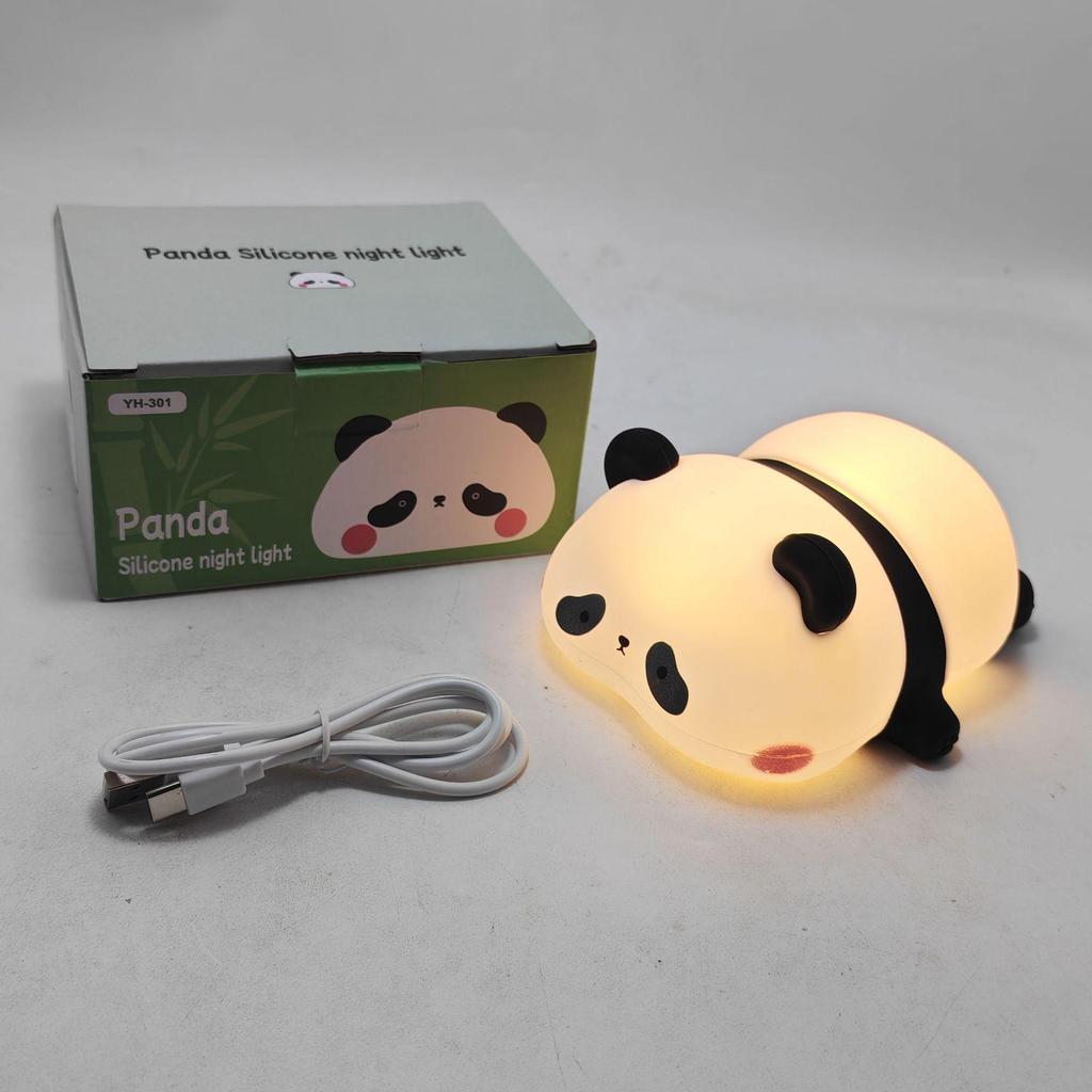 Panda Floral Silicone Night Light - Soft, Eye-Friendly Tap Lamp for Kids' Bedroom or Desk