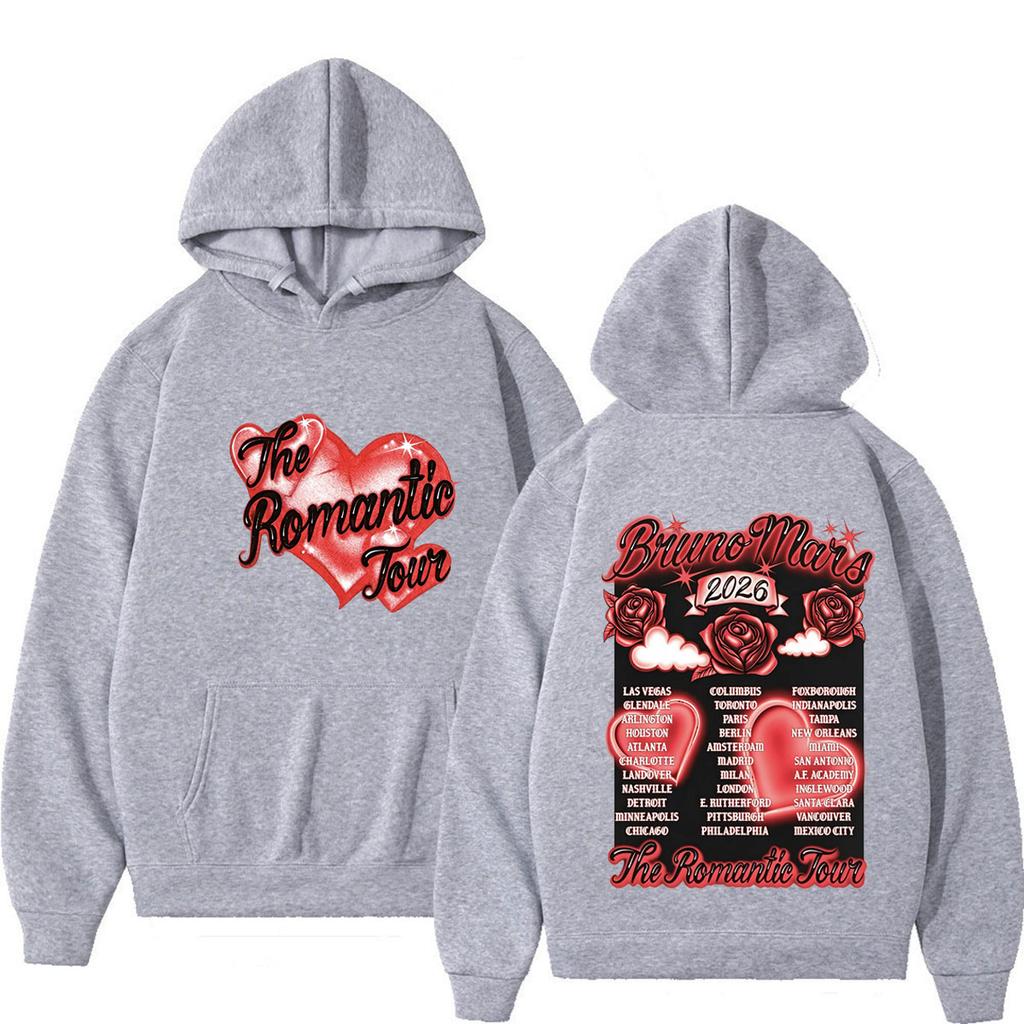 Bruno Mars The Romantic Tour 2026 Print Hoodie Man Woman Fashion Sweatshirts Winter Loose Casual Hip-hop Streetwear Pullover