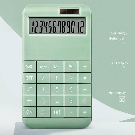 12-Digit Desktop Calculator with Removable Keycaps Solar Battery Dual Power Supply Modern
