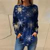 Tee Shirts For Women Casual Round Neck Long Sleeve Shirts Christmas Printing Top Pullover
