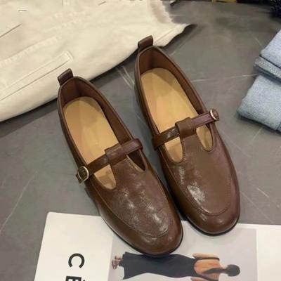 2024 mocasín Zapatos Mary Janes para mujer Cuero charol Vestido Punta cuadrada Tacón cuadrado Color sólido Zapatos de mujer zapatos de mujer