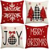 Plaid Christmas Linen Pillowcase Christmas Tree Snowflake Home Decoration Pillowcase Sofa Pillowcase