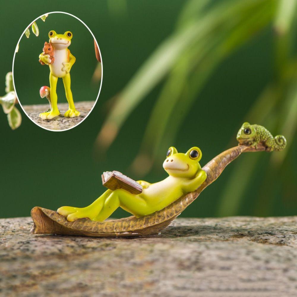 Resin Frog Flower Pot Ornaments Mini Home Micro Landscape Cute Animal Frog Ornament