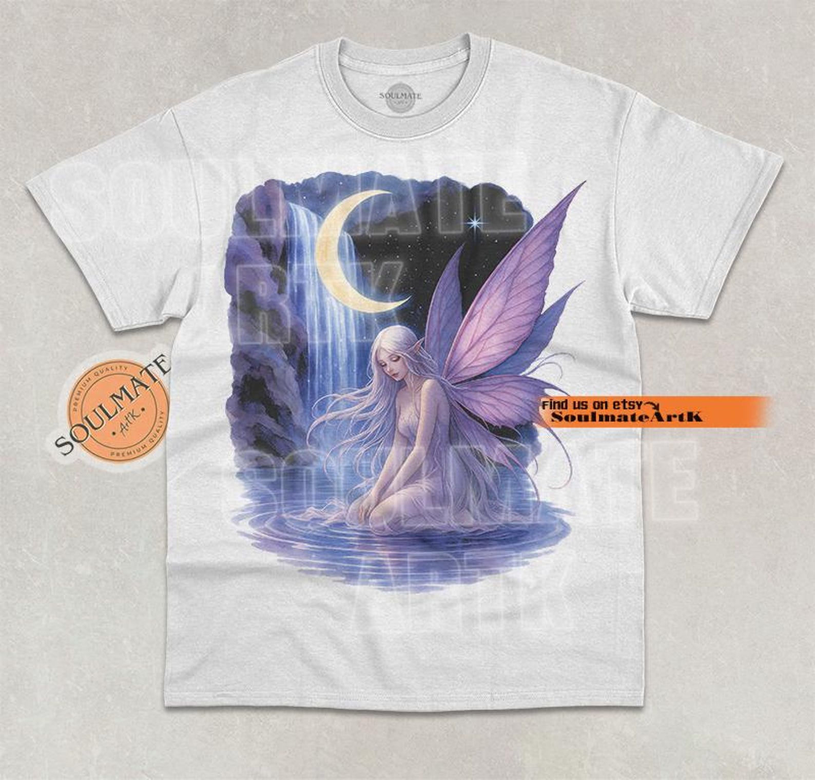 Ethereal Fairy Shirt, Cute Fairy Tshirt, Mythical Gothic T-shirt, Retro Waterfall T-shirt, Unisex Magical Fairy Graphic Tee 3XL