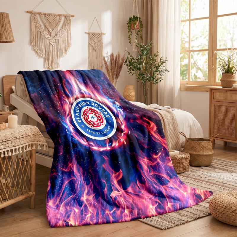 Blackburn Rovers Football Print Flannel Blanket Soft Warm Sofa Bed Throw Blanket For Home Office Bedroom