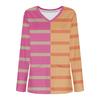 Women's Fashion V-Neck Long Sleeve Workwear With Pocket Striped Printed T-Shirt Top