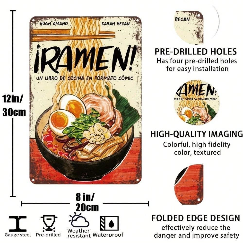 Metal Tin Sign Wall Decor Manga Kitchen Art Ramen Retro Pop Culture Funny