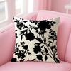 Black Ink Flower Cushion Cover Natural Linen Pillow Case DoubleSided Print Decorative Sofa Pillowcase Home Decor Gift