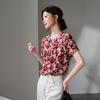 SOFSIL Women's Printed Silk Short-Sleeved Blouse