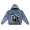 DTG Print Knitted Denim Zip-Up Hoodie Torque Titans Brother Print Zipper Hoodies  