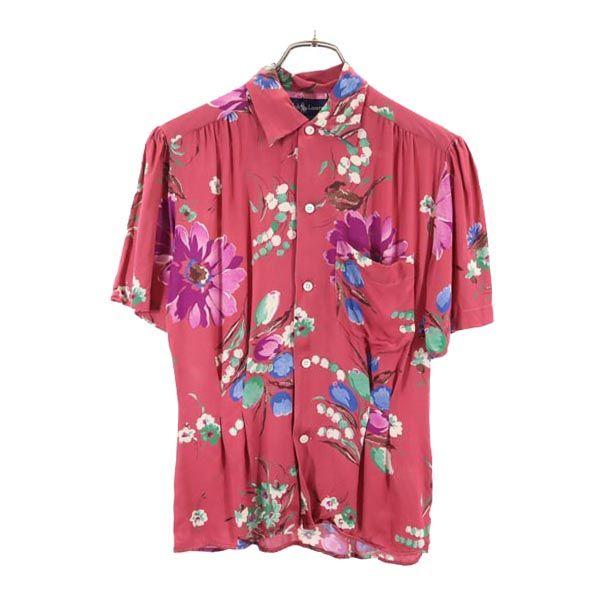 RALPH LAUREN Floral Short sleeve Open collar shirt 4 Pink Open collar Women Used