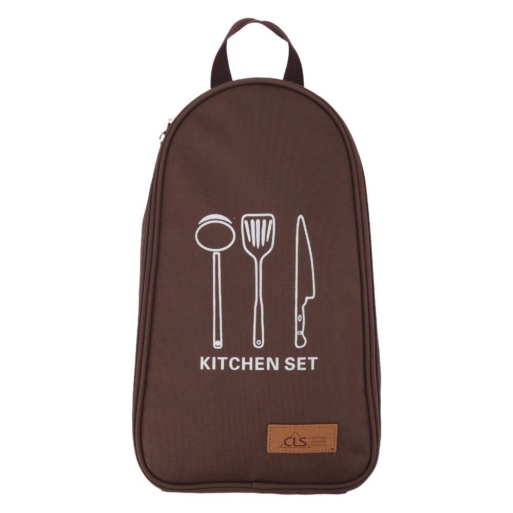 

Large Capacity Cooking Utensils Organizer Pouch Portable Camping Cookware Travel Bag Camping Coffee Color
