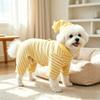 Winter Dog Hooded Jumpsuit With Star Print Yellow White Contrast 4-Leg Warm Coat Small Medium Breeds