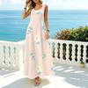 Women's U-Neck Sleeveless Floral Beach Dress,Lightweight Loose Fit Long Summer Vacation Casual Wear,Stylish & Versatile