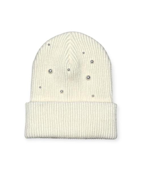 Bonseullipi Stardust Rib Knit Beanie (Ivory)