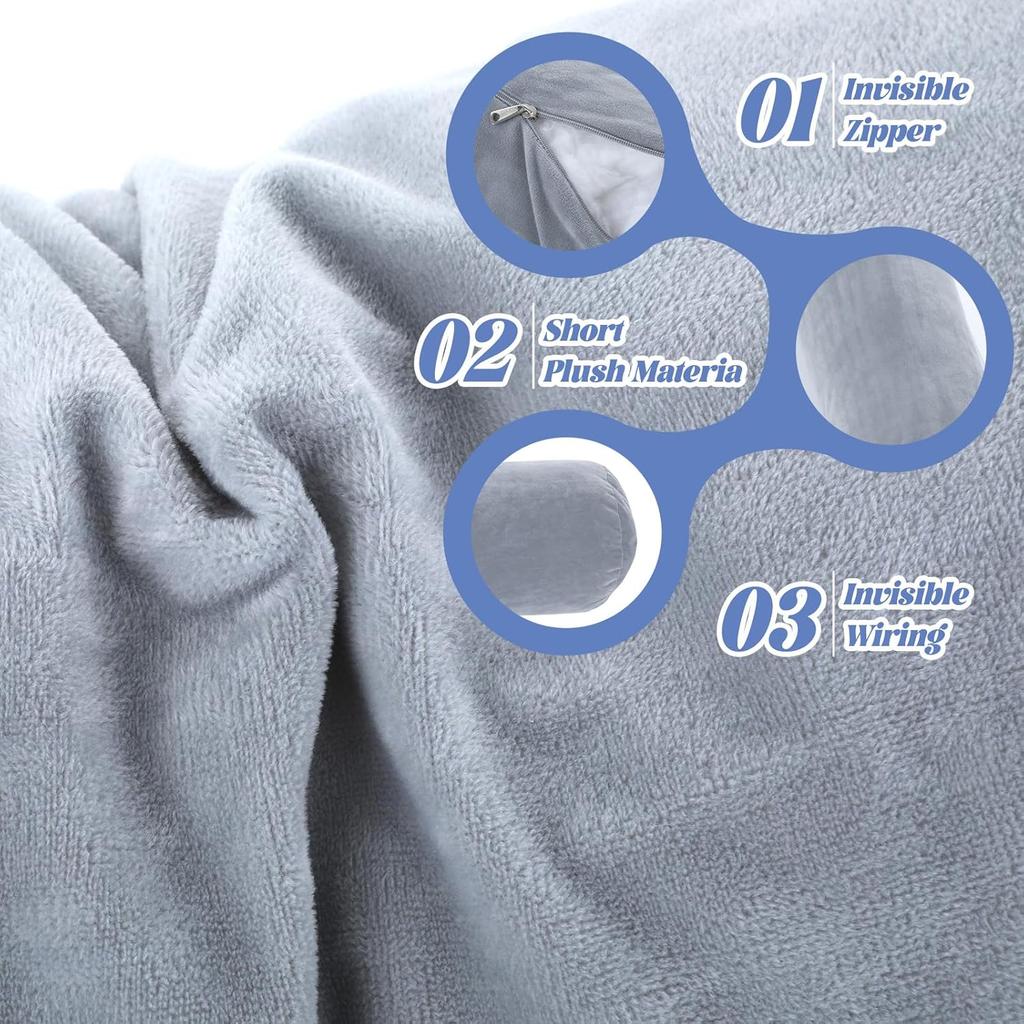TIESOME Round Body Pillow Cover, 7.9 x 47Inch Round Bolster Body Pillow Case Soft Long Full Body Pillowcase with Zipper for Bedroom, Living Room Dark