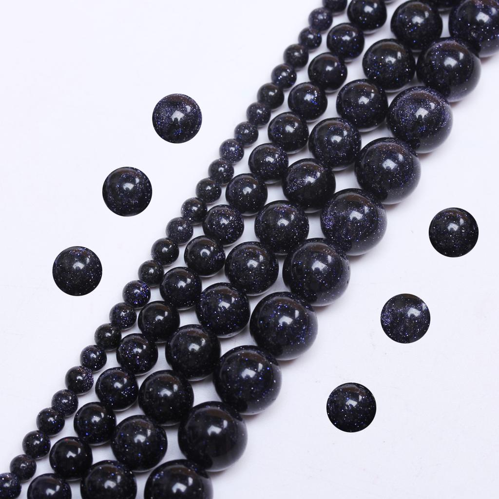DIY For Necklace Bracelet Natural Blue Sand Stone Jewelry Making 4 6 8 10 12mm Spacer Loose Beads Round