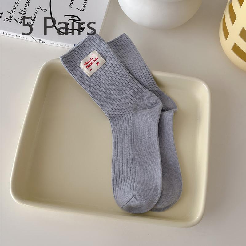 

5 пар женских весенних и осенних модных новых вертикальных тонких носков-трубок 5 Pairs синий/фиолетовый