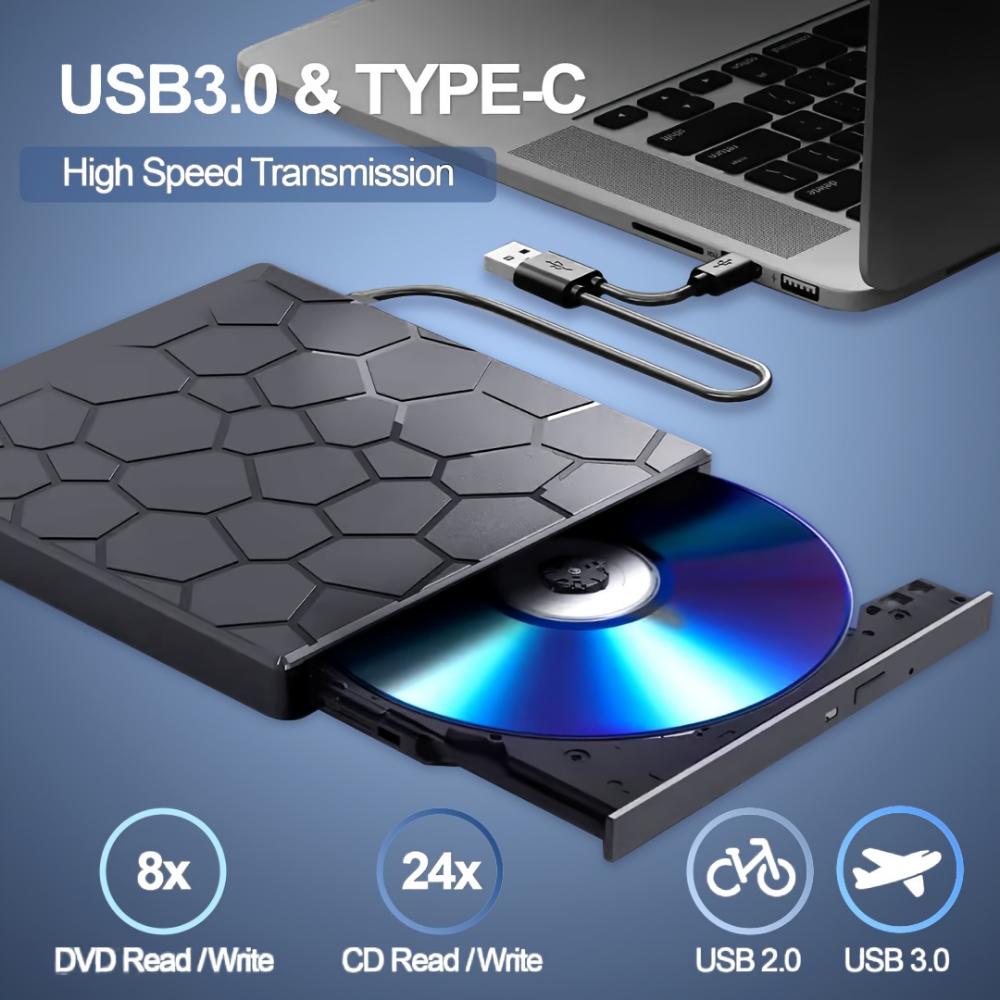 Multifunctional External Optical Drive DVD Burner 7-in-1 USB3.0  Can Be Connected To an External U Disk and Can Be Inserted Into a Card for Expansion