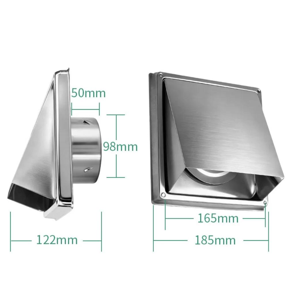 

New High Quality Durable 4 5 6 Air Vent Stainless Steel Square Ventilation Outlet Black/Silver Ventilator Air Extraction