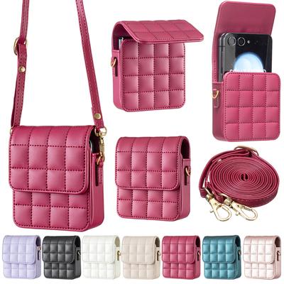Lanyard Crossbody Brieftasche Ledertasche für Samsung Galaxy Z Flip6 Flip5 Flip4 Flip3 Huawei Nova Flip Pockt2 Moto Raer40 OPPO Find N3 Flip Schützende Abdeckung