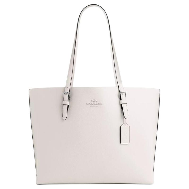 COACH Mollie Logo Zip Closure Reversible Leather Shoulder Bag 34 Women s Chalk White белый