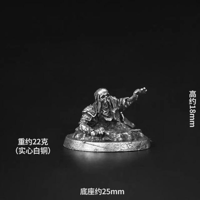Cupronickel Metal Undead Soldier Model Creative Board Game Piece Miniature Figurine Desktop Car Interior Ornament Accessories
