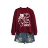 Womens Oversized Long Sleeve Hoodie Top With Horse Lover Graphic Print Cotton Blend Casual Sweatshirt Winter