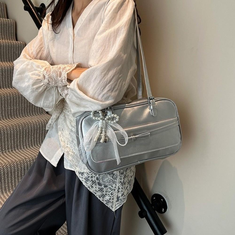 Sweet Bow Shoulder Bags Adjustable Cute Underarm Bag Versatile Korean Boston Pillow Bag Outings