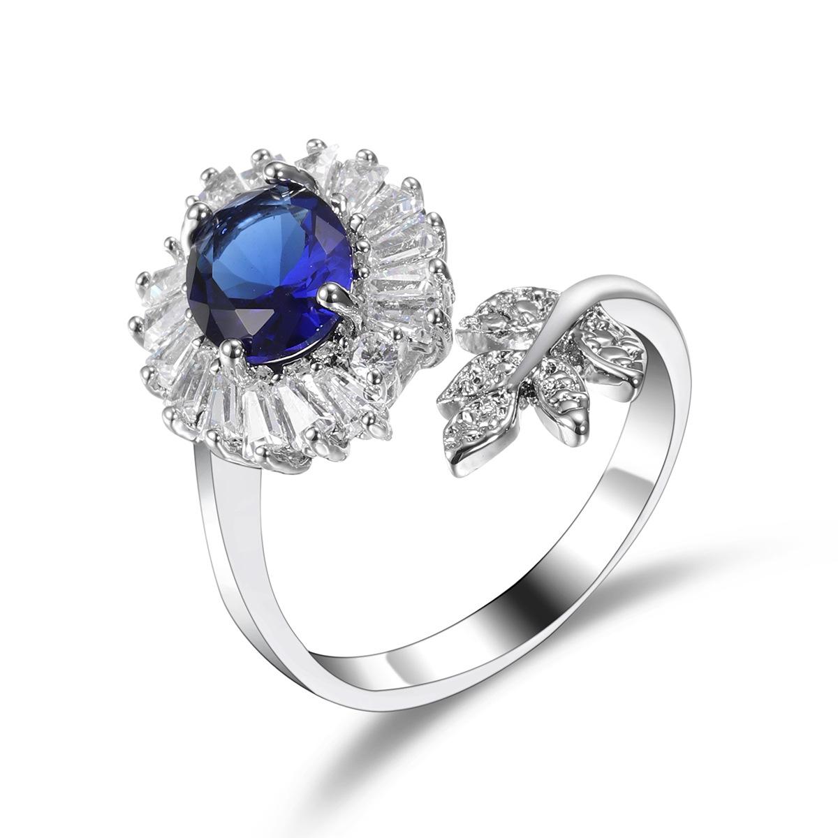 

SODROV Женское открытое кольцо с синим цирконом one size